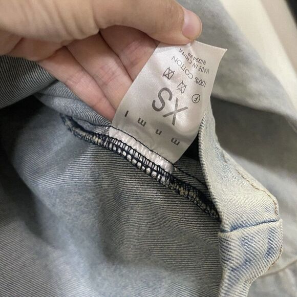 MNML men denim half zip pullover jacket with kangaroo pocket size XS - Picture 5 of 6